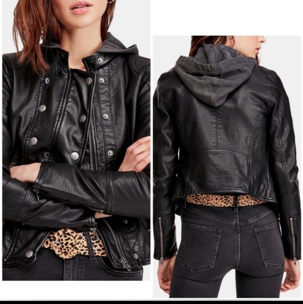 EUC Free People New Dawn Vegan Leather Jacket